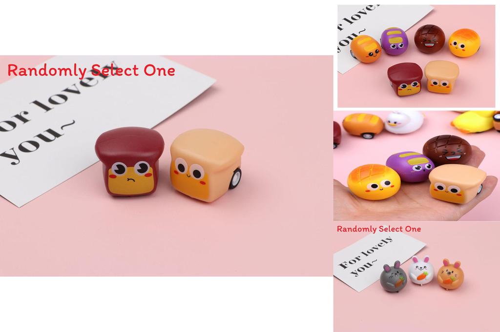 Bread Doughnut Plastic Emoji Toy Car With Pullback Action For Kids Gift And Interactive Play