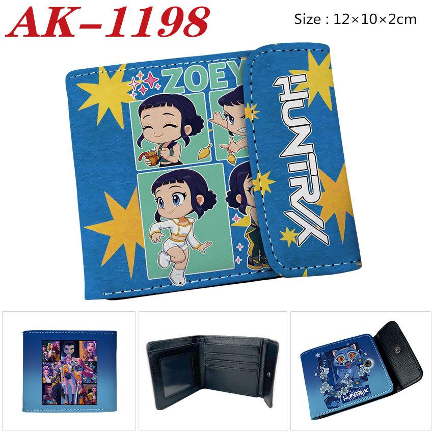 Anime Demon Huntress Group Merchandise Bifold Wallet PU Snap Button Short Purse Cartoon Card Holder Purple