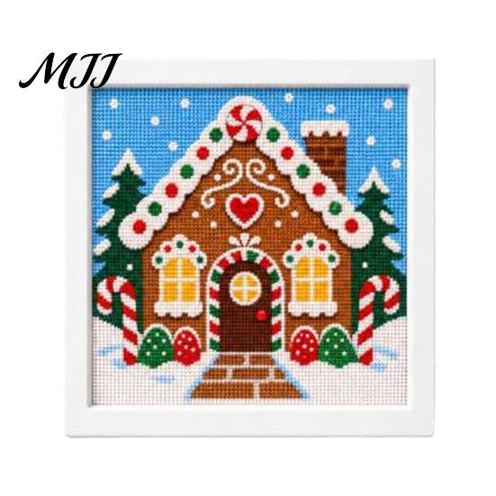 Festive Tabletop Decoration Kits DIY Christmas Needlepoint Kit, Holiday Cross Stitch Santa Snowman Elk Patterns, Theme Beginners Needlework Craft Kit