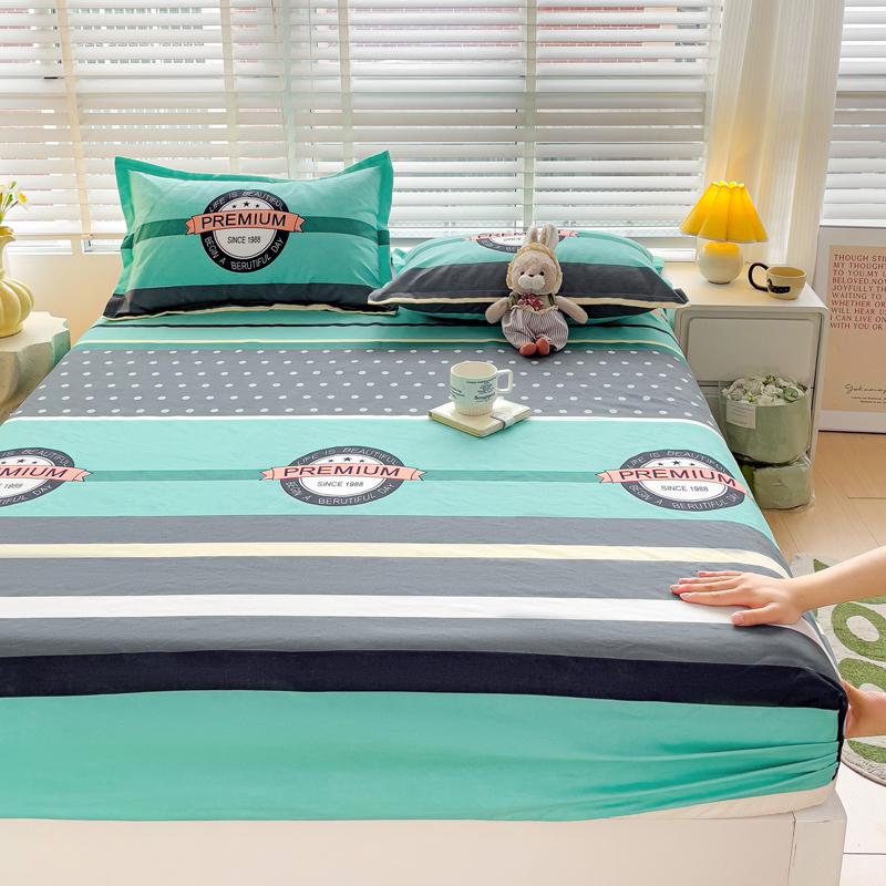Romantic Love Bow Pattern Fitted Sheet Set Skin-friendly Breathable 3Pcs Mattress Cover with Elastic Band Queen Size Bedding Set