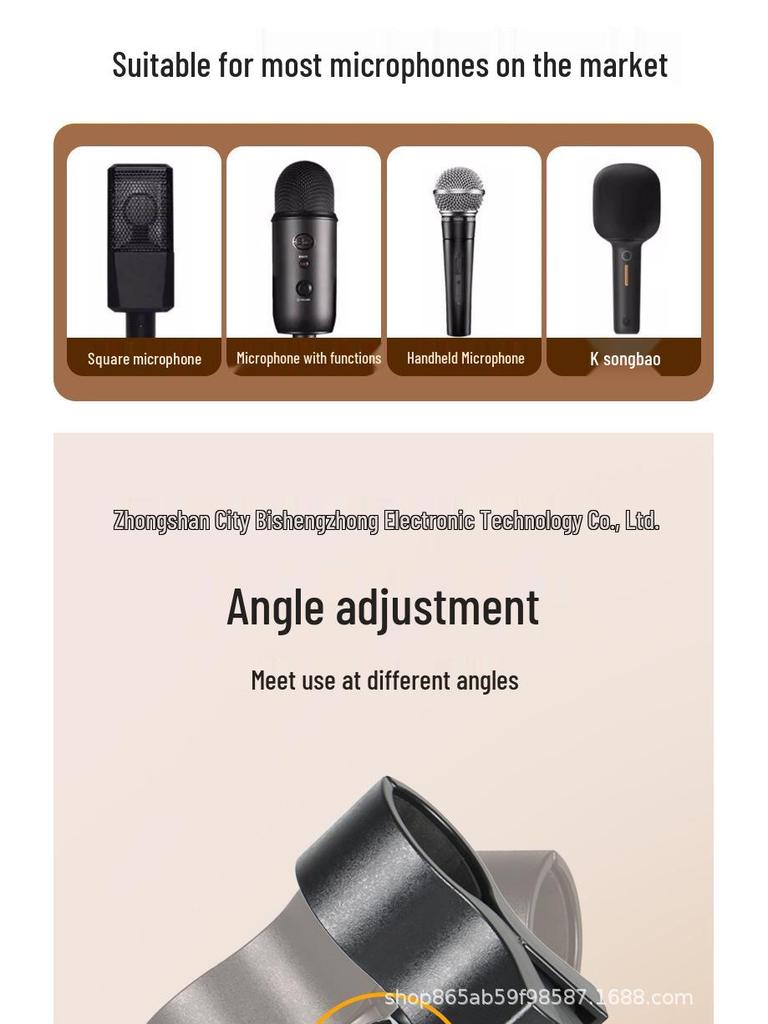 Wireless Desktop Microphone Stand with Weighted Metal Base for Streaming and Singing