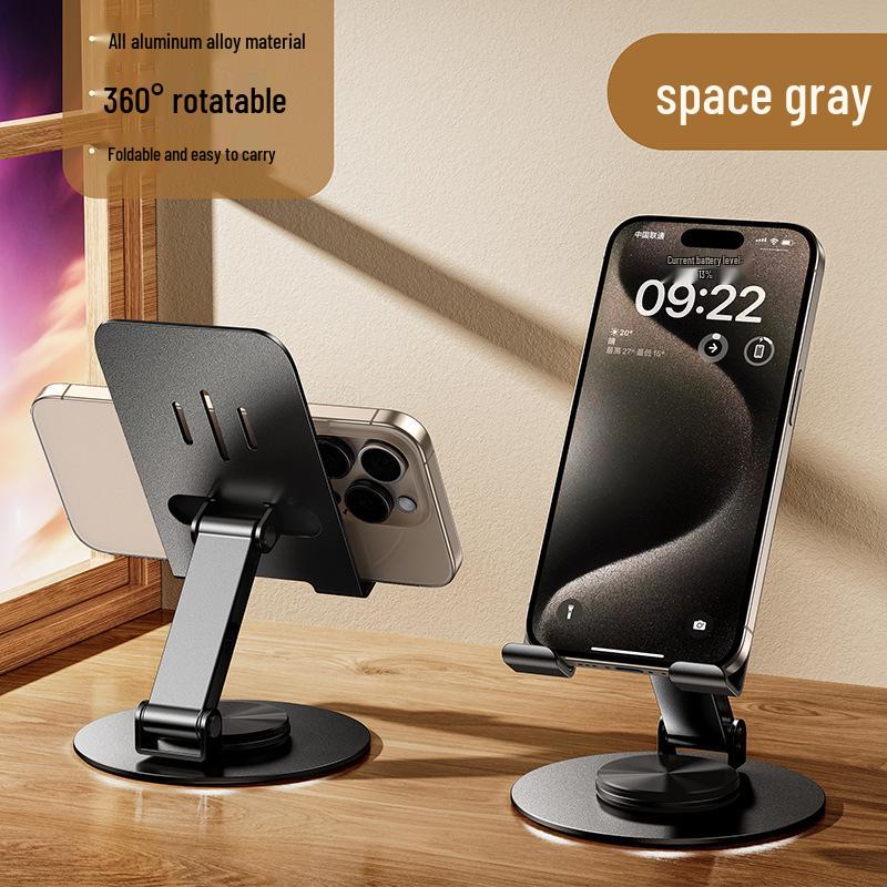 Rotating All-Metal Phone & Tablet Stand: Adjustable & Foldable for Live Broadcasts