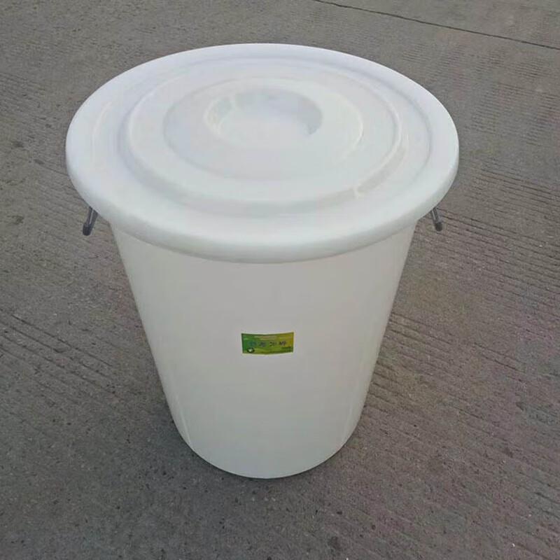 Shuangan 60L White Thickened Round Plastic Bucket with Lid & Iron Handle