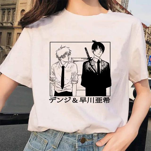 Kettensäge Unisex T-Shirt Damen Japanischer Anime Gotische T-Shirts Grafik Y2k Kleidung Lustiges Cartoon Unisex Kurzarm T-Shirt Oberteile