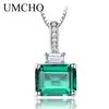 Nano Emerald Green Gemstone 925 Sterling Silver Necklace Pendent for Women With Chain