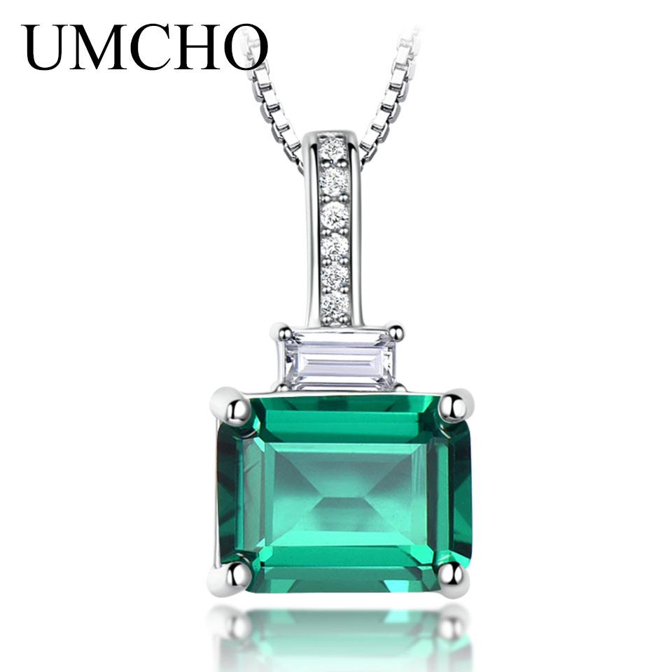 Nano Emerald Green Gemstone 925 Sterling Silver Necklace Pendent for Women With Chain