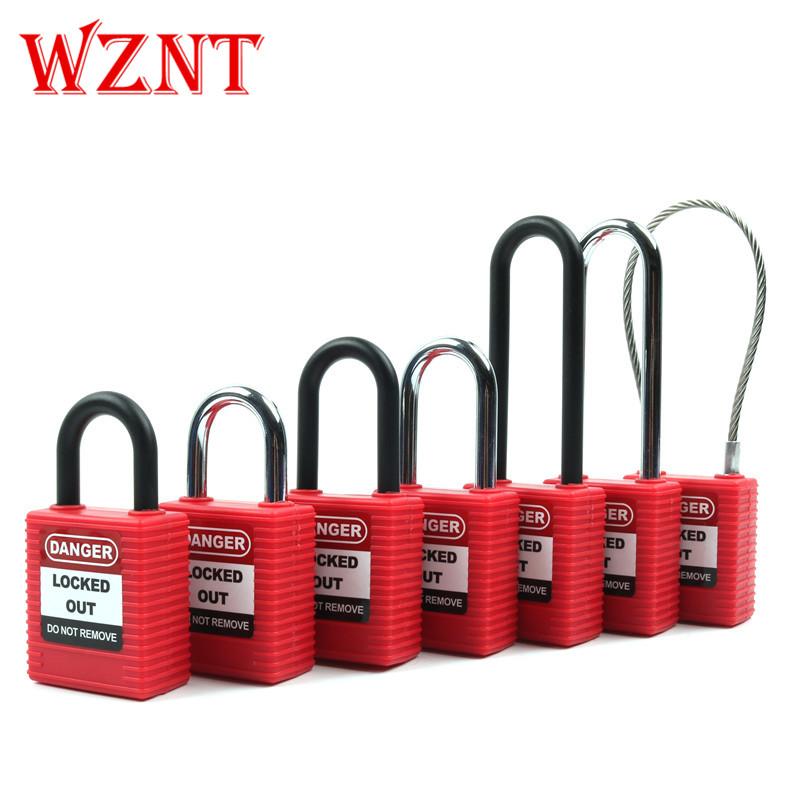 25mm 38mm 76mm Steel Nylon Cable Safety Lockout Key Operated Padlock CE ISO Certified WZNT Brand
