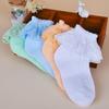 Kids Girls Fashion Solid Color Lace Trim Breathable Mesh Short Cotton Socks