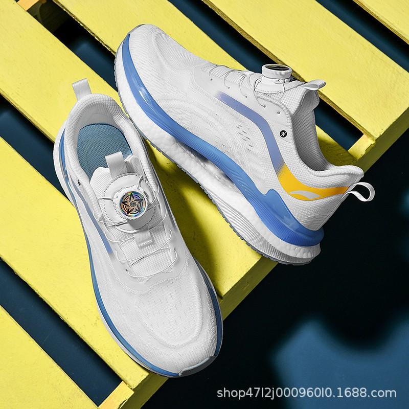 Mens Breathable Running Shoes Lightweight Cushioned Sneakers With Rotating Buckle