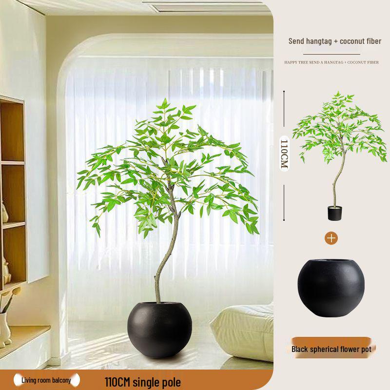High-End Nandina Domestica Floor-Standing Faux Green Plant for Indoor Decoration