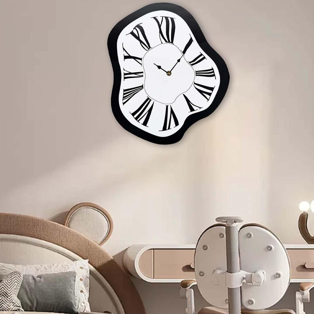 Horloge murale déformée 12 pouces Horloge murale d'intérieur Horloge tordue Horloge créative fondante Horloges déformées Pour salon Décorative