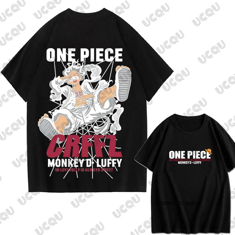 Japanes One Piece Luffy Gear 5 Print Cotton Unisexs T Shirt Summer Short Sleeve Cosplay Clothes Casual Tees Oversized Unisex Tops