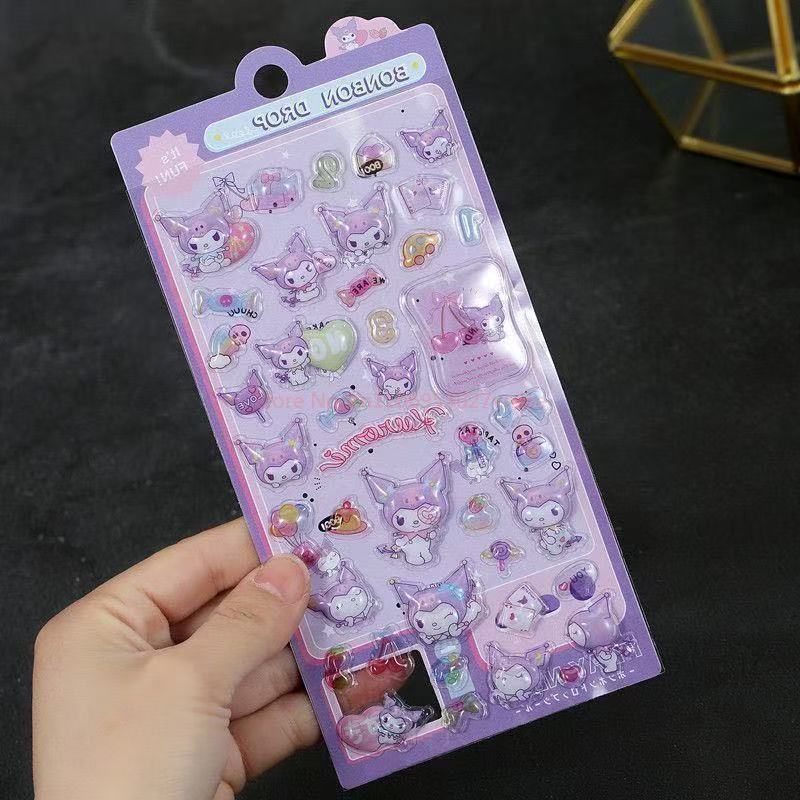 10pcs Kuromi Pochacco Cinnamoroll Cartoon Relief Fun Stickers 3d Stickers Cute Stereo Stickers Children Handmade Diy Accessories