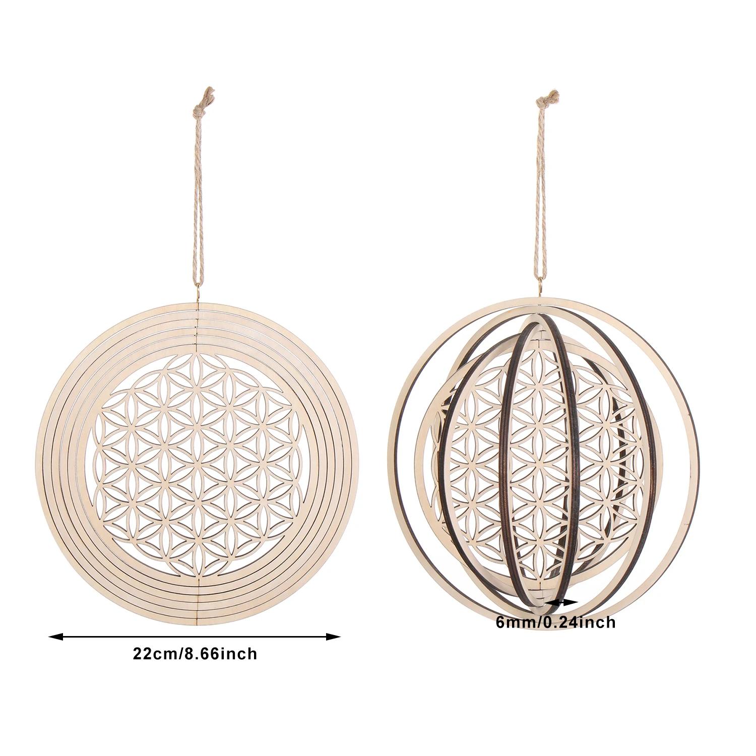 3D Настенная Вывеска Настенное Искусство Цветок Жизни Деревянная Лазерная Резка Ручная Работа Сакральная Медитация Энергия Геометрия Орнамент Подвесное Украшение