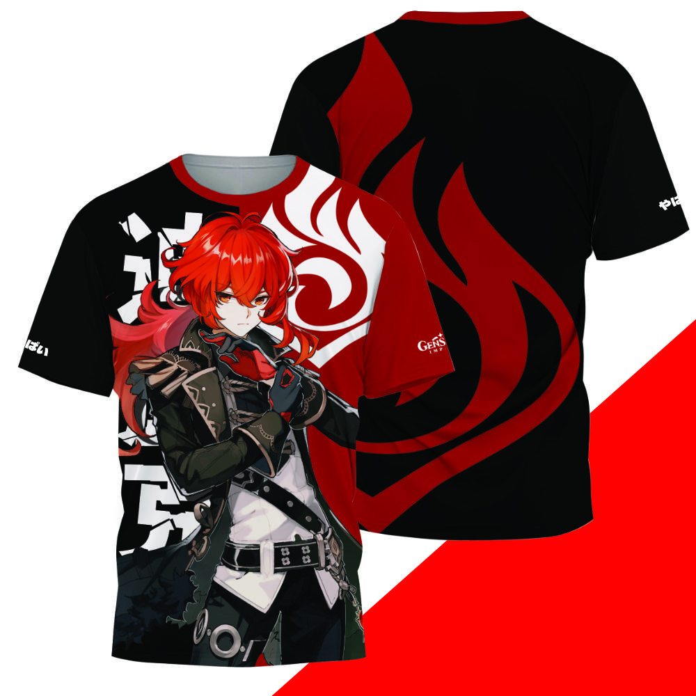 Spiel Genshin Impact Alle Rollen Cosplay T-Shirt 3D Raiden Shogun Druck Anime T-Shirts Sommer Herren Damen Harajuku Lässig Street Y2k Oberteile