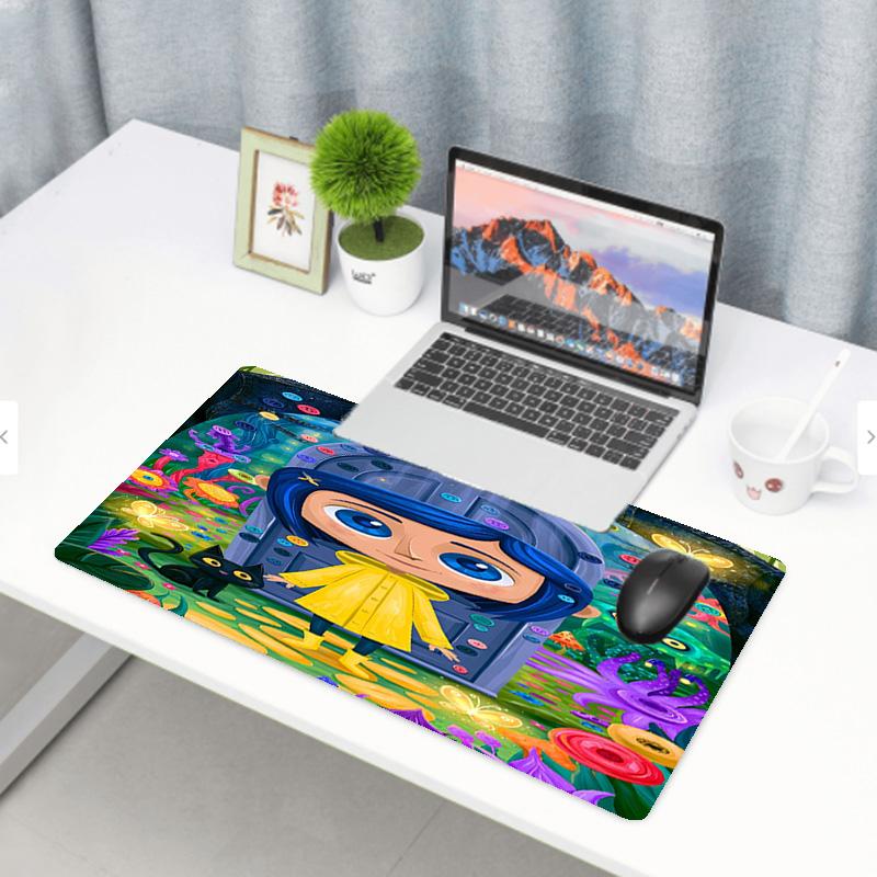 Coraline Print Mouse Pad, Anti‑Slip Desktop keyboard Mat, for PC Laptop Gaming Working Daily Use, Cool Festival Surprise Gift