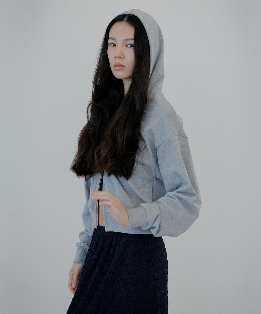 Nuakle Mini Flower Zip-Up Hoodie_Gray