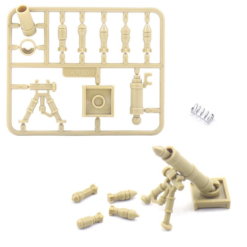 WW2 World War II US Military Weapon M2 Mortar Parts Accessories Minifigures MOC Parts Building Bricks Toys for Children