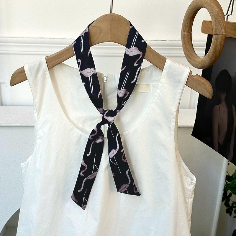 Langer Seidenschal, hochwertiger Halsschal, neuer multifunktionaler Seidenschal, Taschenumwicklung, Kopftuch, Stirnband, Haargummi.