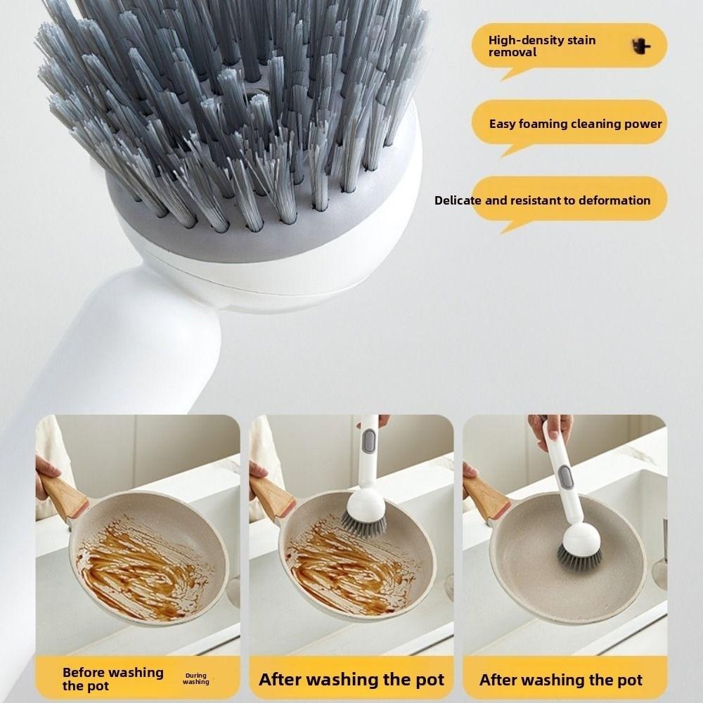 Press Out Liquid Refillable Liquid Washing Brush Dishwashing Brush  Kitchen Pots Dishes Sink