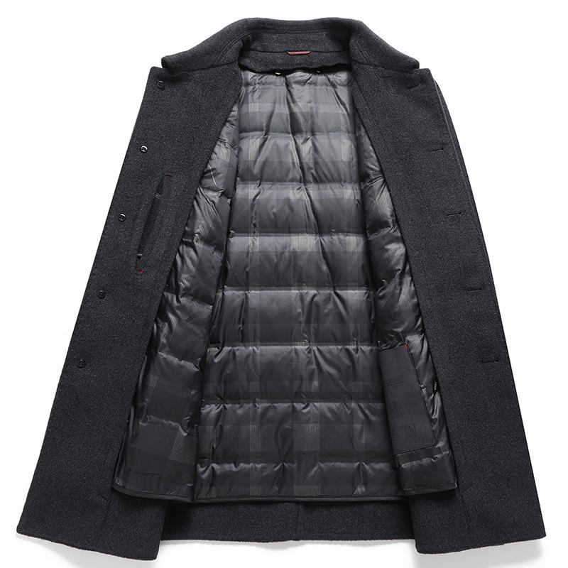 Double-sided Woolen Coat Jacket Medium and Long Lapel Business Casual Down Take-off Liner Wool Coat