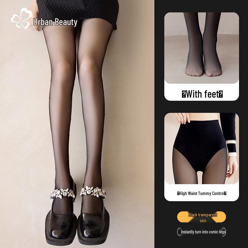 Women's Fleece-Lined Sheer Black Tights