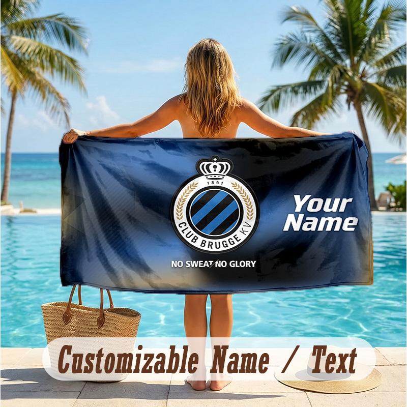 Custom Text Beach Towel, Soft Absorbent Swimming Multi-use TowelClub Brugge FC