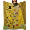 The Kiss (High Resolution), Gustav Klimt Throw Blanket Sofas Luxury Brand Designers Flannel Fabric Blankets