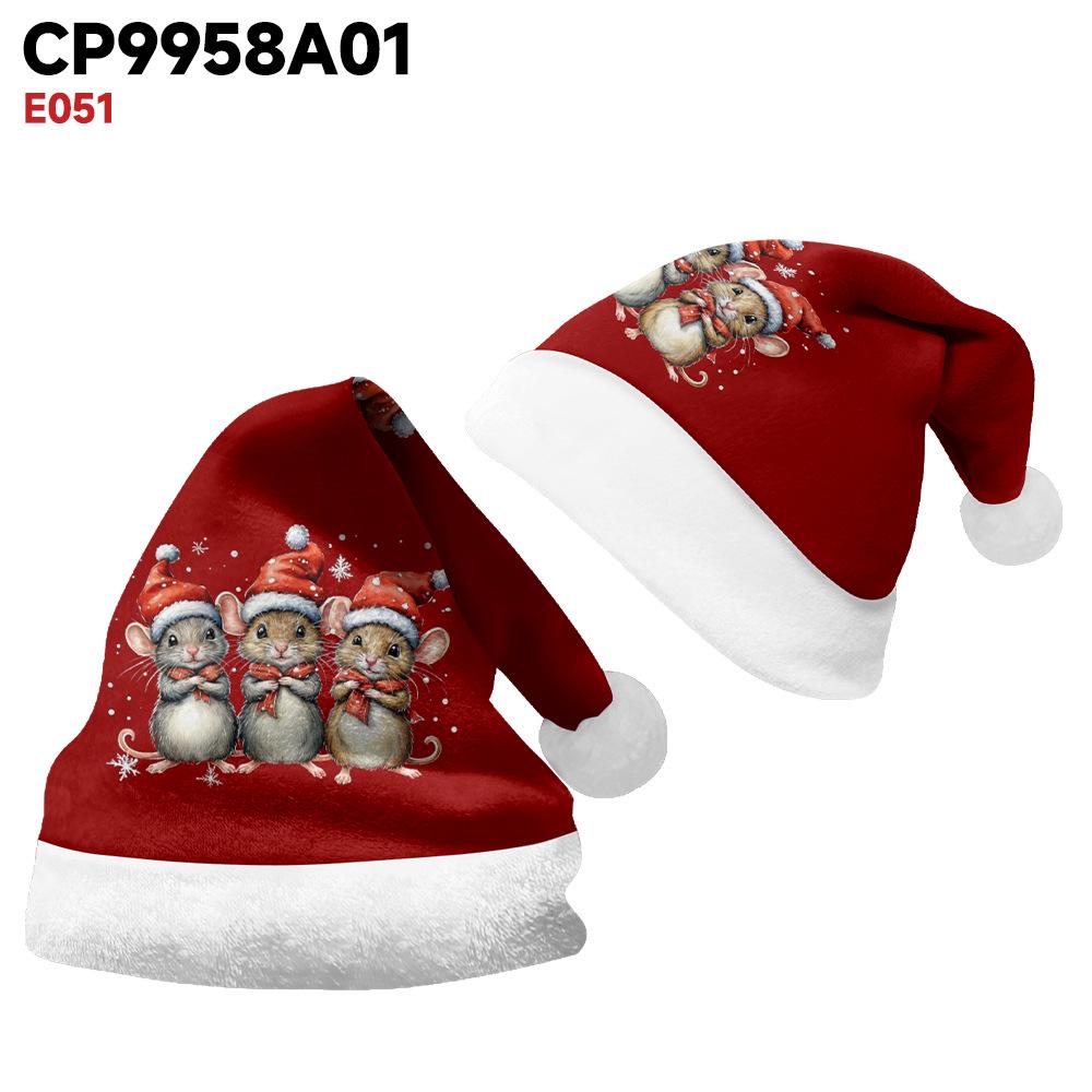 

2024 Double-Sided Velvet Christmas Hat for Kids & Adults - Festive Decoration Medium (40-30cm)