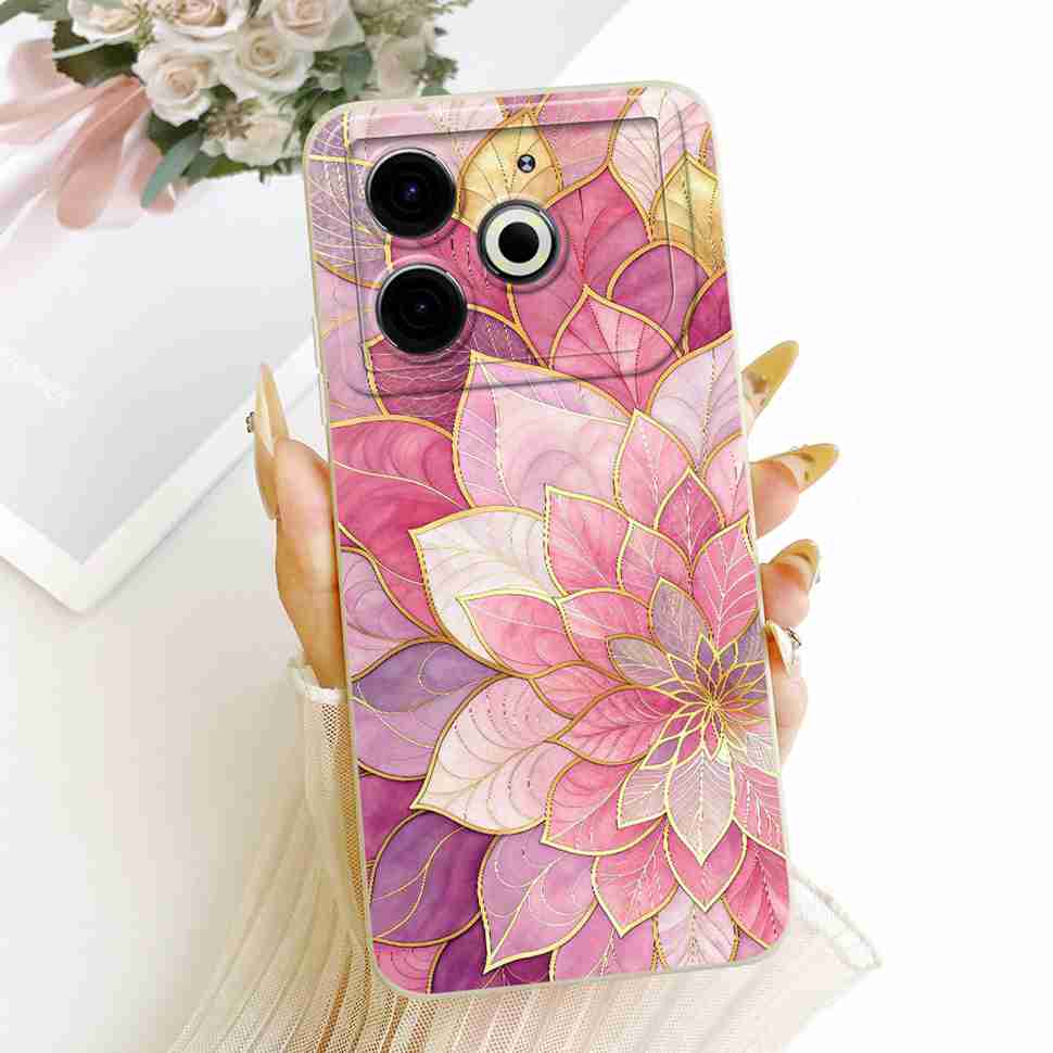 For Tecno Pova 6 Neo Case Pink Cherry Cartoon Silicone Phone Casing Tecno Pova6 Neo 6Neo LI6 Case Protection Back Cover