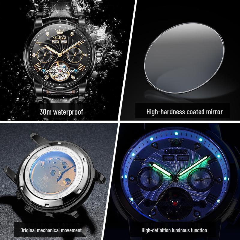 Julian Cheung Endorsed OLEVS Automatic Mechanical Skeletonized Waterproof Men's Watches