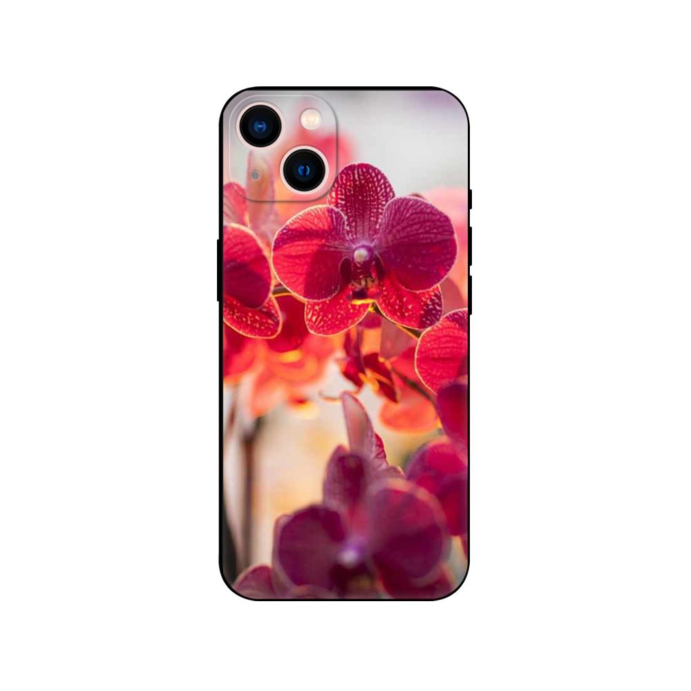 Чехол для телефона с цветком орхидеи для iPhone 14 5S 2020se 6 6s 7 8 plus x 10 XR XS 11 12 13 mini pro MAX, черная задняя крышка из ТПУ iPhone 14