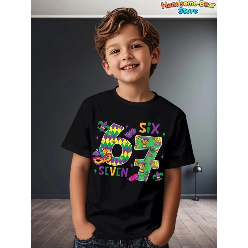 Kids 67 Themed Colorful Print TShirt Soft Cotton Fabric Breathable and Comfortable Ideal for Toddlers and Childrendf0259