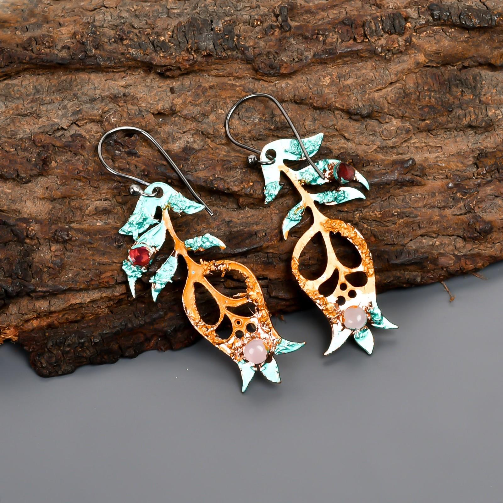 

Серьги-подвески из розового кварца с посеребренными крючками, многократно гальванизированные V-96