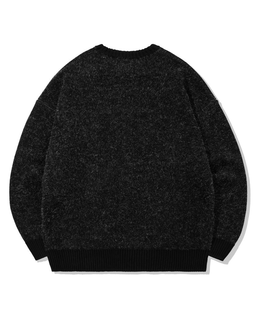 TRILLION Hairy Graphic Logo Oversized Jacquard Knit (Black)