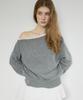 LETTER FROM MOON Faye Lace One-Shoulder Cashmere Knit (Gray)