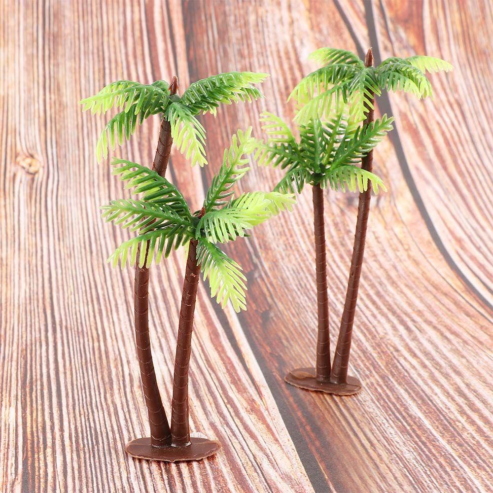 10pcs Plastic Craft Fake Decoration Bonsai Coconut Palm Tree Artificial Plants Micro Landscape Miniature