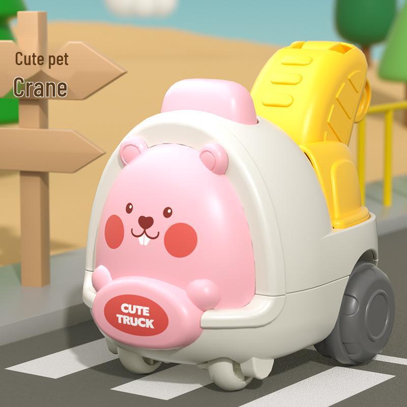 In Stock: Inertial Cartoon Animal Excavator & Dump Truck - Durable, Interactive Sliding Toy for Kids