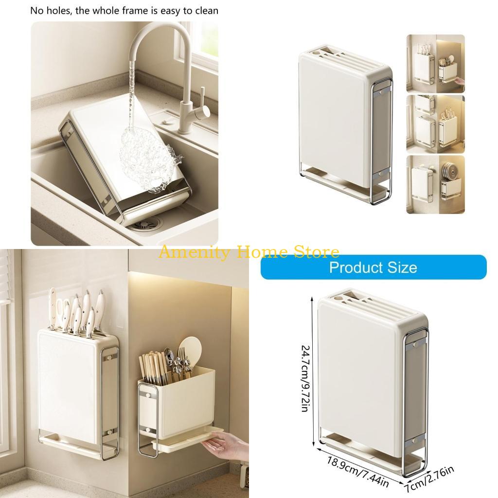 F26C Wall Mounted Cutter Holder Replacement Cutter Rack with Drain Tray Kitchen Cutter Drying Holder Storage Rack Enduring China Mainland