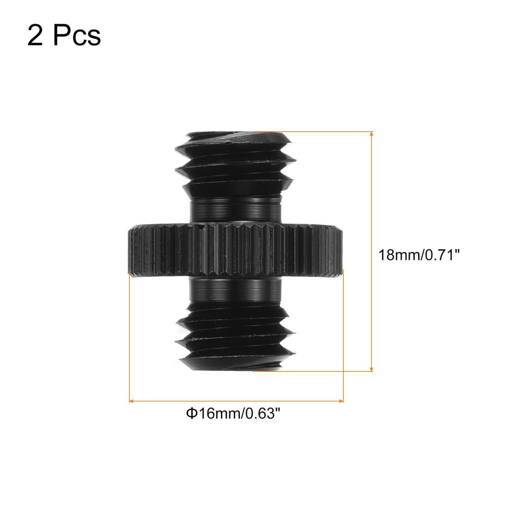 Uxcell Adapter Stojaka Mikrofonowego Męski na Męski ze Stopu Aluminium Adapter Śruby Mikrofonowej do Stojaka Trójnożnego Mikrofonu Czarny 2szt. 3/8 3/8
