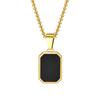 Vnox Simple Geometric Pendant Necklaces For Men Women, Stainless Steel Rectangle Pendant, Natural Stone Collar With Box Chain