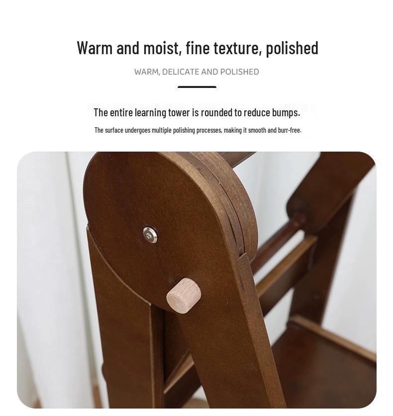 In Stock: Montessori Learning Tower Children's Foldable Wooden Step Stool with Armrest for Washstand.