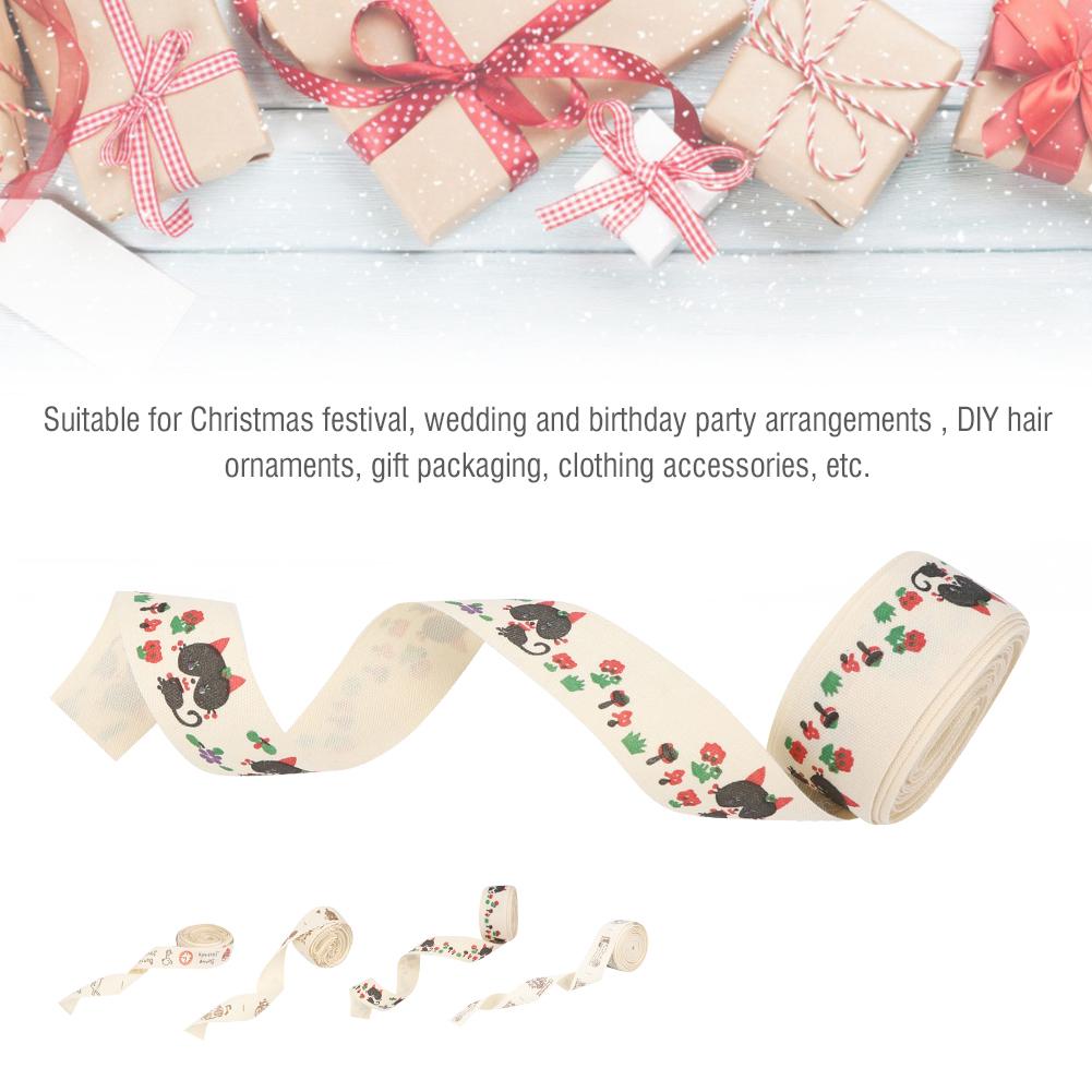 2Pcs Printed Cartoon Polyester Cotton Ribbon for  Craft Christmas Wedding Gifts Wrapping Decorati