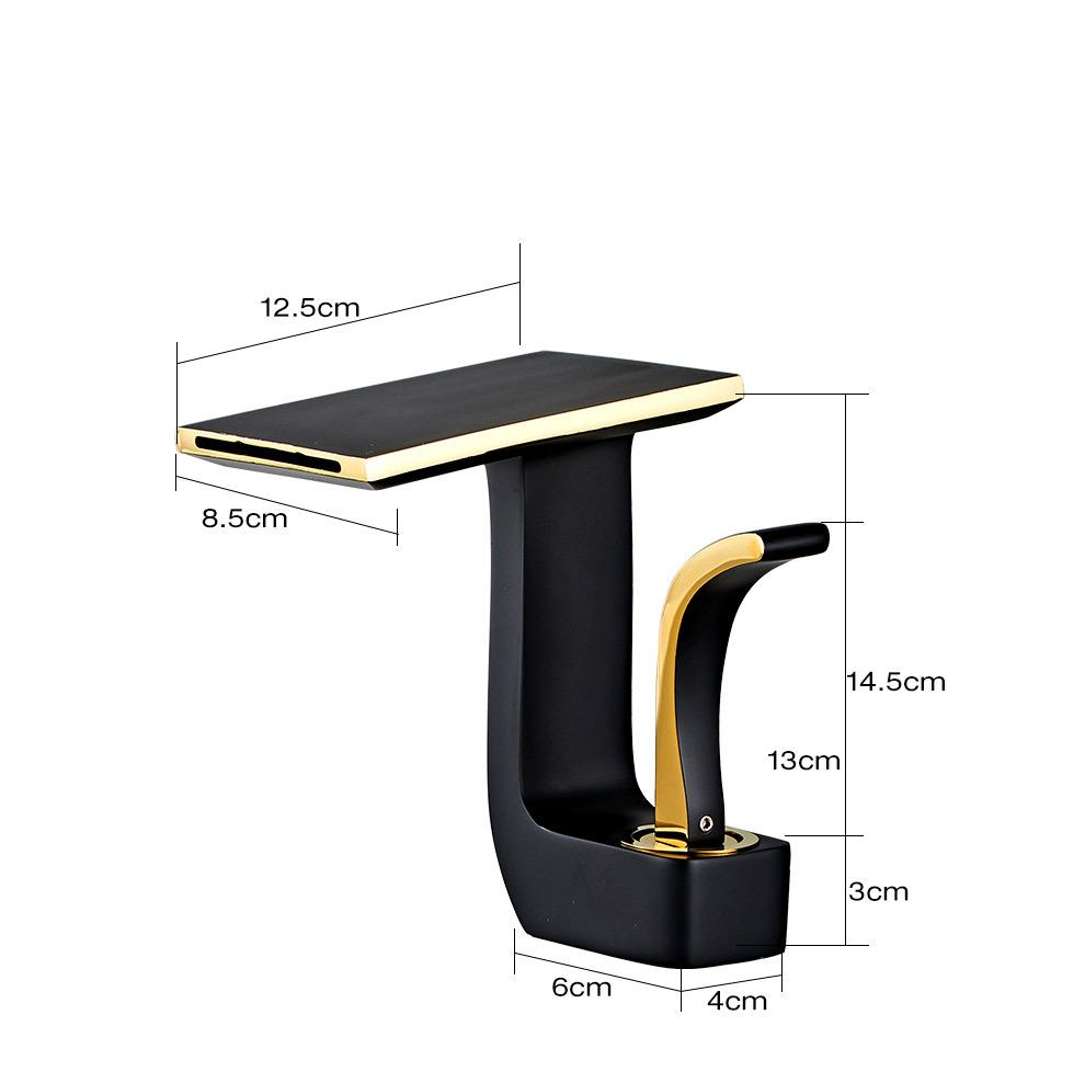 White Gold Waterfall Basin Faucet Brass Deck Mounted Bathroom Washbasin Faucet Creative Single Hole Hot and Cold Wash Basin Tap