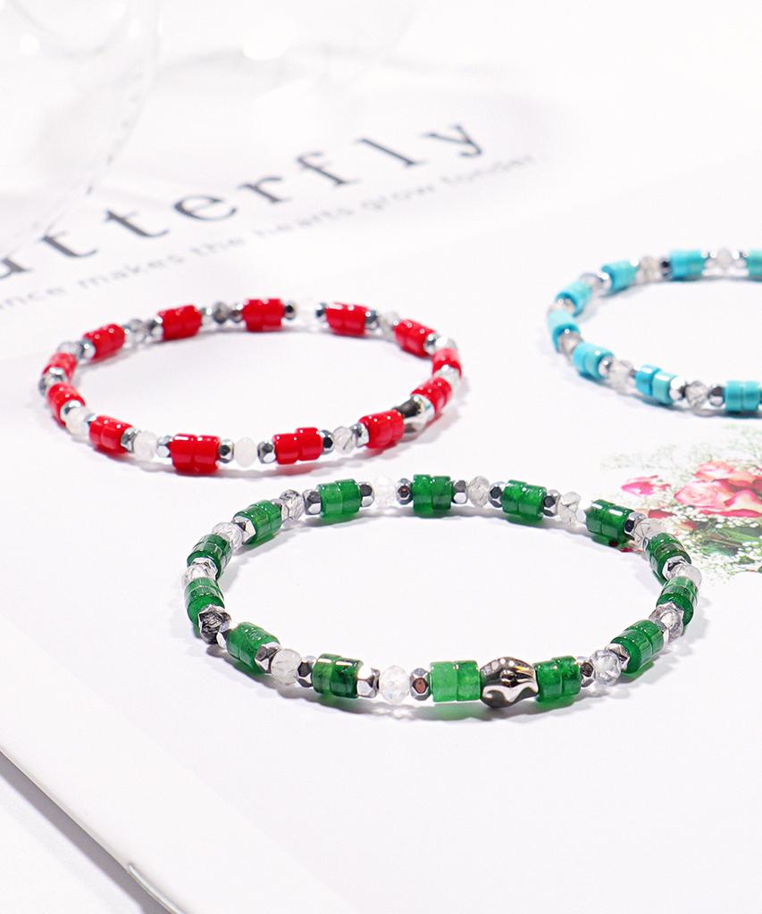 Polalita Color Point Hematite Bead Bracelet (Plt-Br-143_Skb)