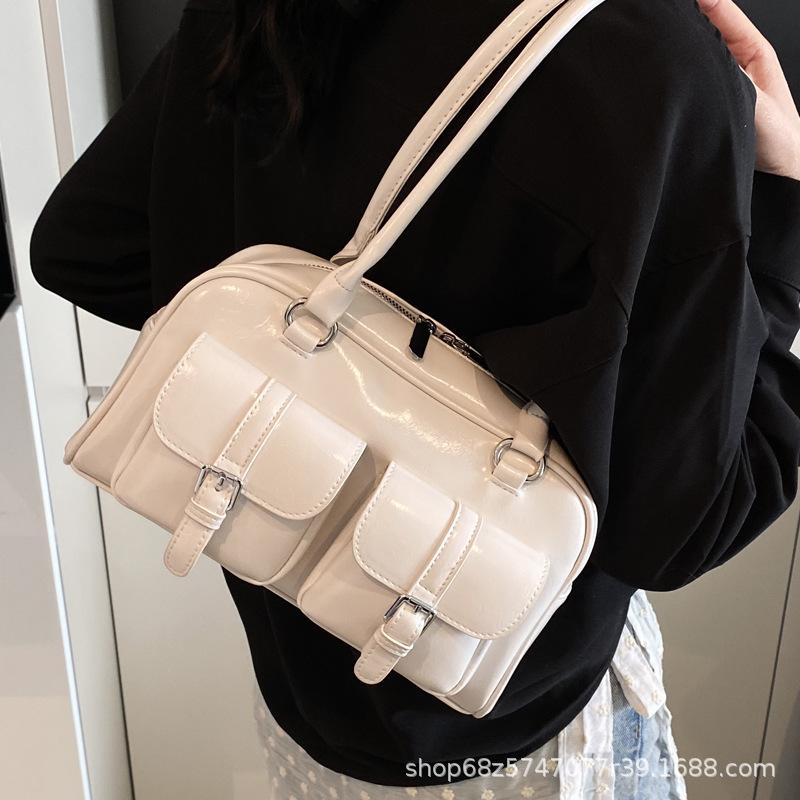 Niche Design Simple Retro Shoulder Portable Commuter Bag Women 2025 Fashion New High-end Bowling Bag