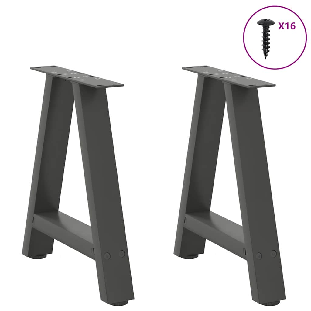 Vidaxl Coffee Table Legs, 2 Pcs, Anthracite, 38X(42-43) Cm, Steel