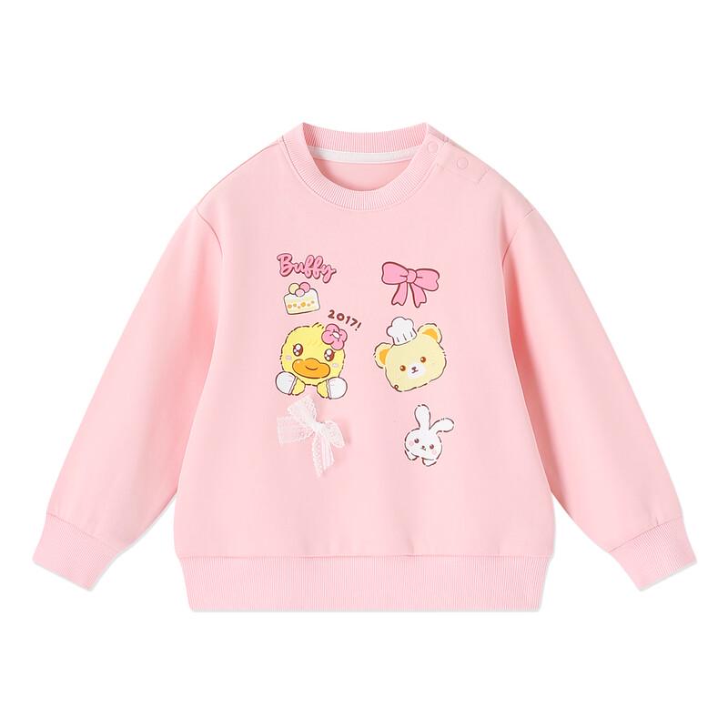 B.Duck Girl's Cartoon Print Long Sleeve Sweatshirt