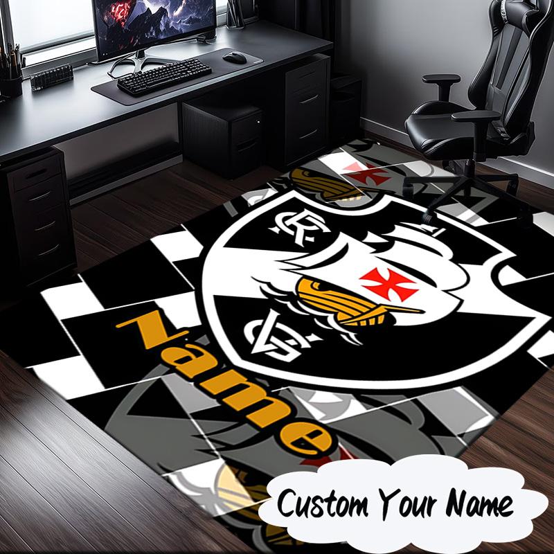 Custom Name Vasco da Gama Crest Rug for Living Room, Game Rooms, Office, Bedroom, Floor Mat Playful Design, fan gifts Christmas decor