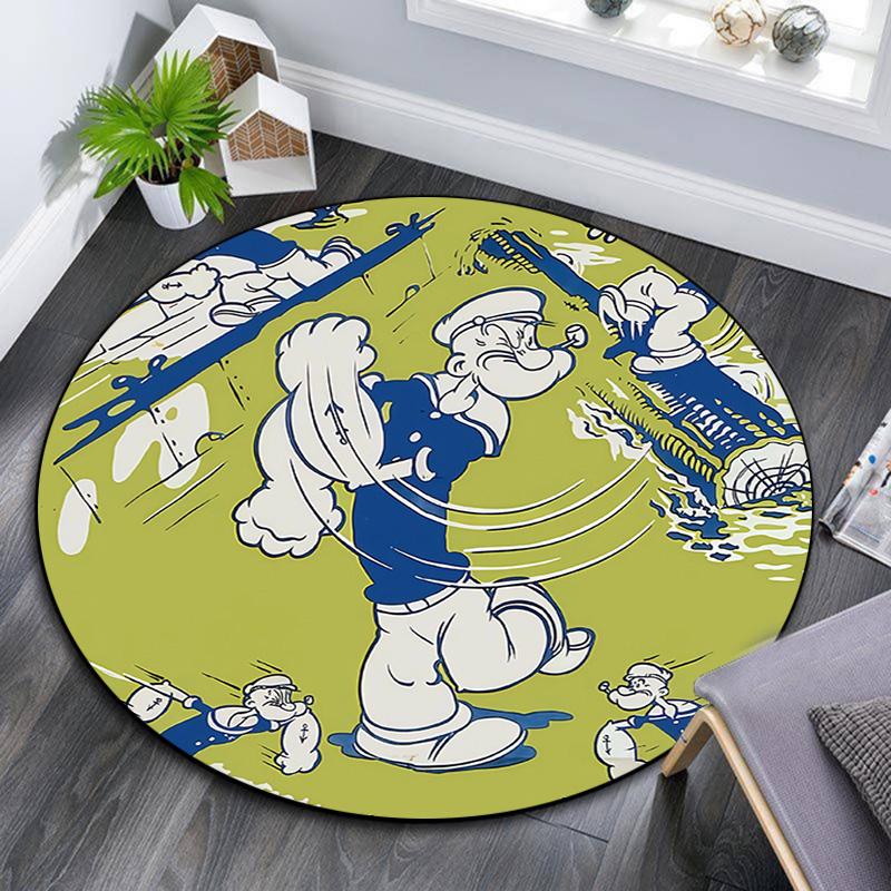 Popeye the Sailor3 Round Area Rug,Carpet Rug for Living Room Bedroom Sofa Playroom Decor,Non-slip Floor Mat